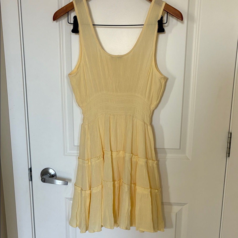 Patrons of Peace Pale Yellow Tiered Mini Dress - Picture 6 of 6